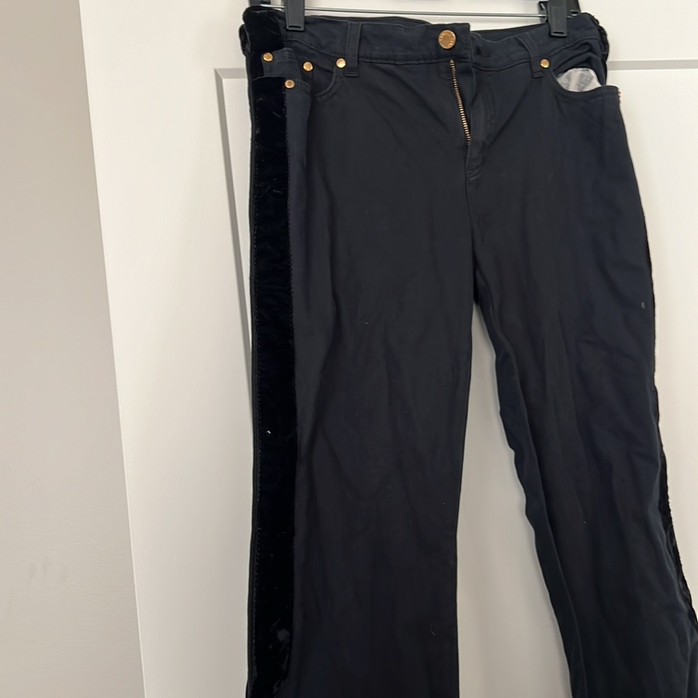 Roberto Cavalli black velvet stripe jeans